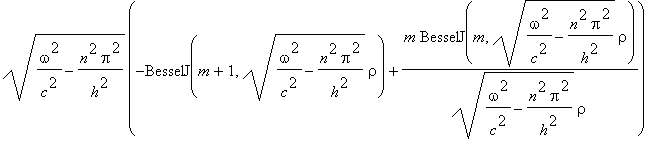 sqrt(omega^2/(c^2)-n^2*Pi^2/(h^2))*(-BesselJ(m+1,sq...