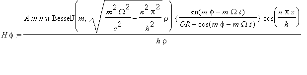 H*phi := A*m*n*Pi*BesselJ(m,sqrt(m^2*Omega^2/(c^2)-...